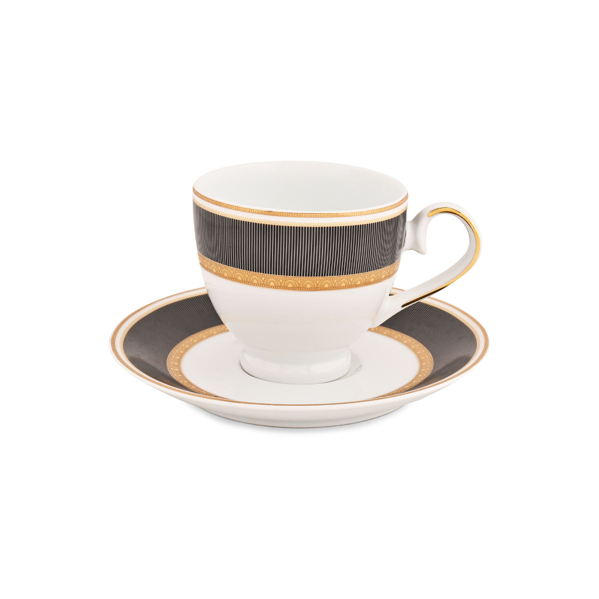 HITKARI POTTERIES Porcelain Black Velvey Cups & Saucer Set For 6 Premium Quality Set Of 6 Buy