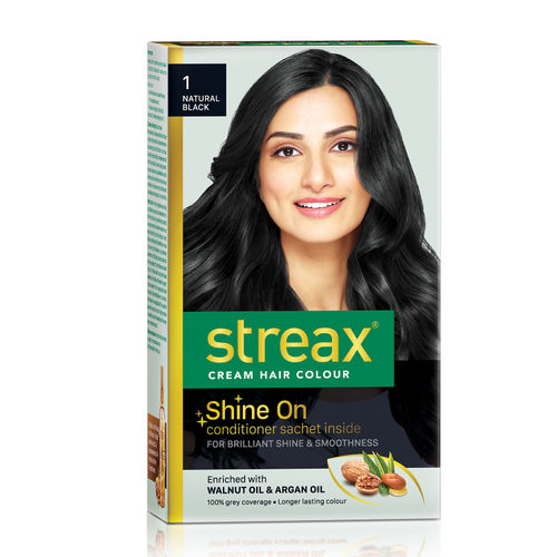 Streax Cream Hair Colour - Natural Black 1: Buy Streax Cream Hair Colour -  Natural Black 1 Online at Best Price in India | Nykaa