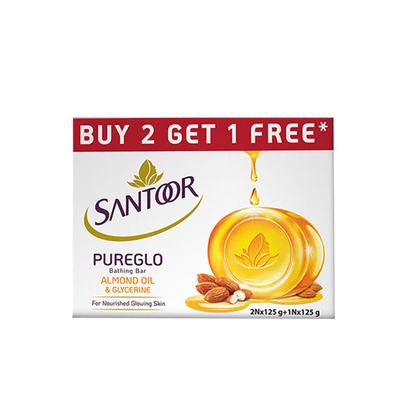 santoor pureglo glycerine soap with almond oil and glycerine