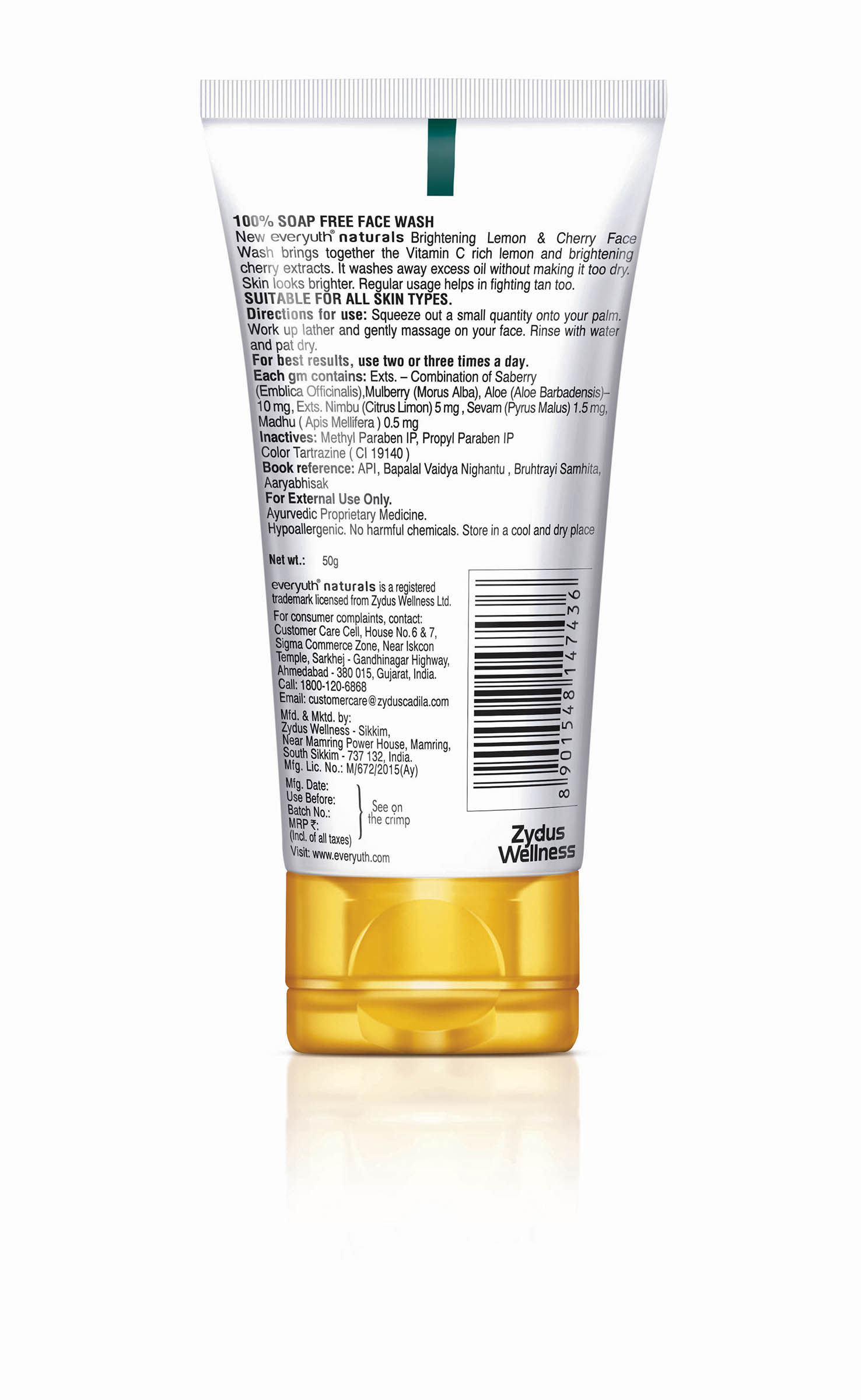 everyuth naturals brightening lemon & cherry face wash
