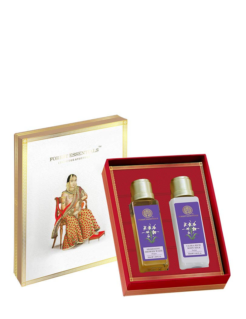 Forest Essentials Parijat Body Care Duo Gift Box (Body Lotion + Body Wash)
