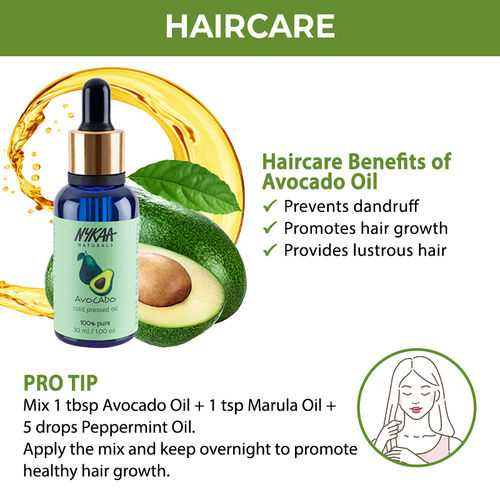 Nykaa Naturals 100% Pure Cold Pressed Avocado Carrier Oil for Moisturised  Skin & Dandruff- free Hair: Buy Nykaa Naturals 100% Pure Cold Pressed  Avocado Carrier Oil for Moisturised Skin & Dandruff- free