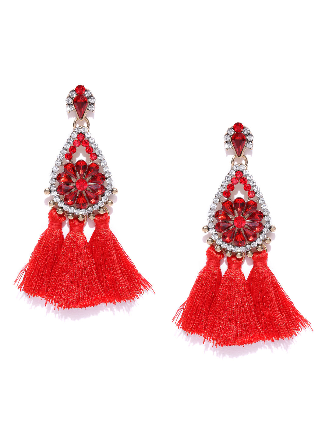 Buy Toniq Belle Red Tassel Earrings Online