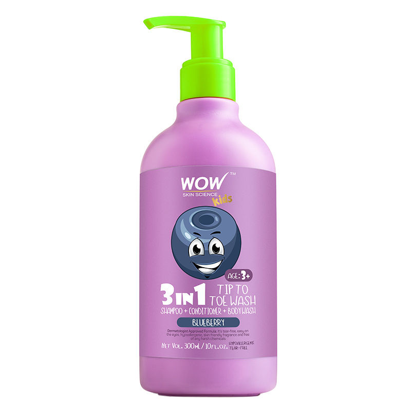 WOW Skin Science Kids Blueberry 3 in 1 Tip to Toe Wash - Shampoo + Conditioner + Body wash