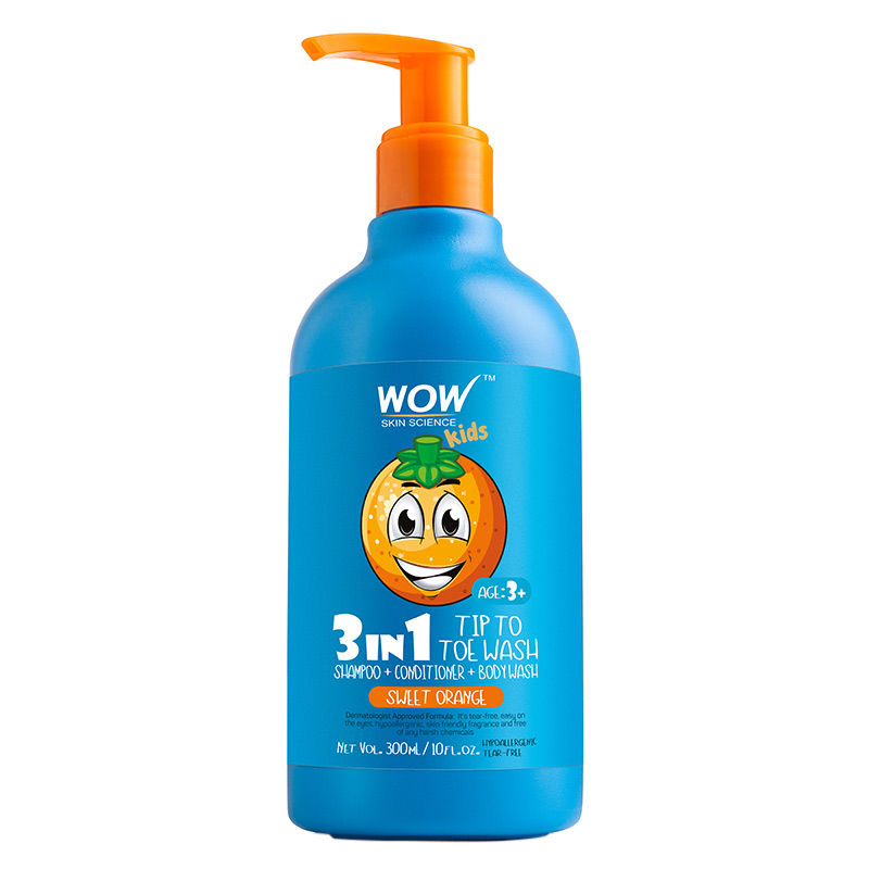 WOW Skin Science Kids Sweet Orange 3 in 1 Tip to Toe Wash - Shampoo + Conditioner + Bodywash