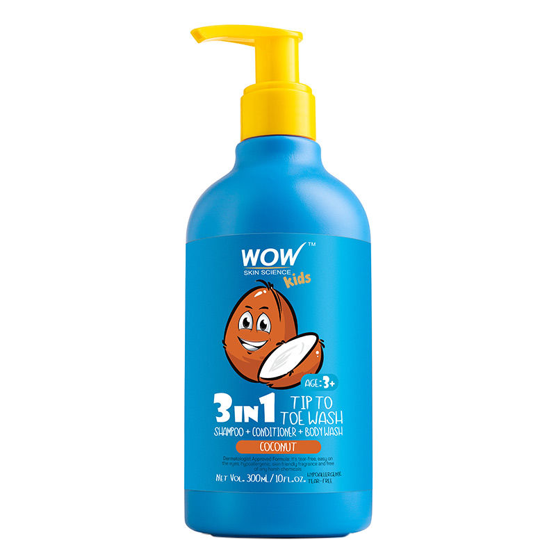 WOW Skin Science Kids Coconut 3 in 1 Tip to Toe Wash - Shampoo + Conditioner + Bodywash