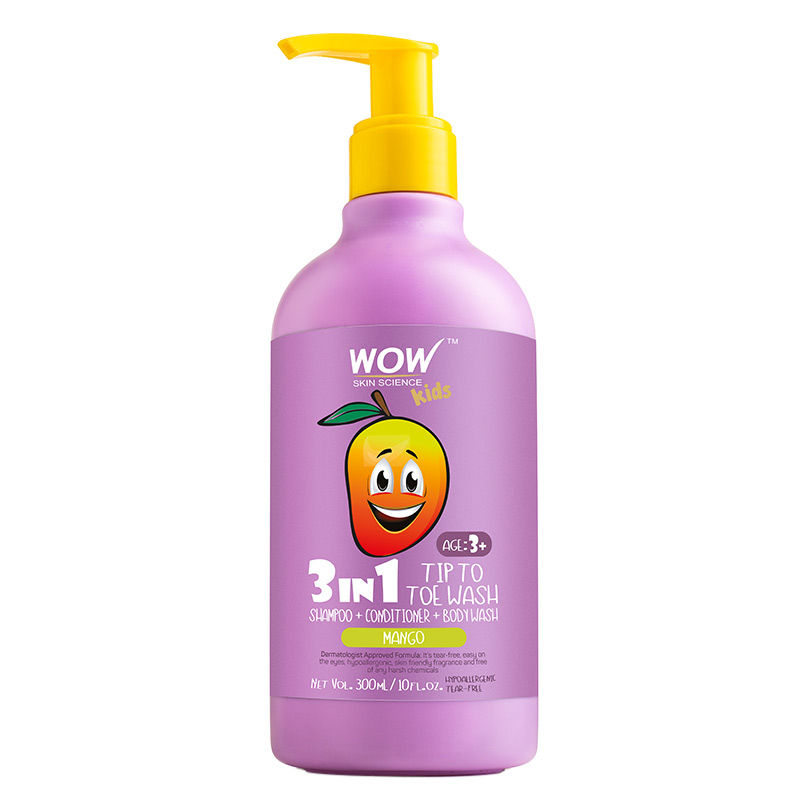 WOW Skin Science Kids Mango 3 in 1 Tip to Toe Wash - Shampoo + Conditioner + Bodywash