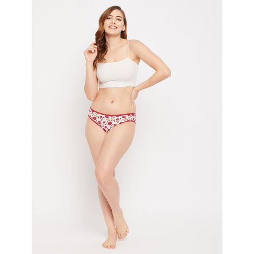 Buy Clovia Cotton Low Waist Bikini Panty In Red Maroon online