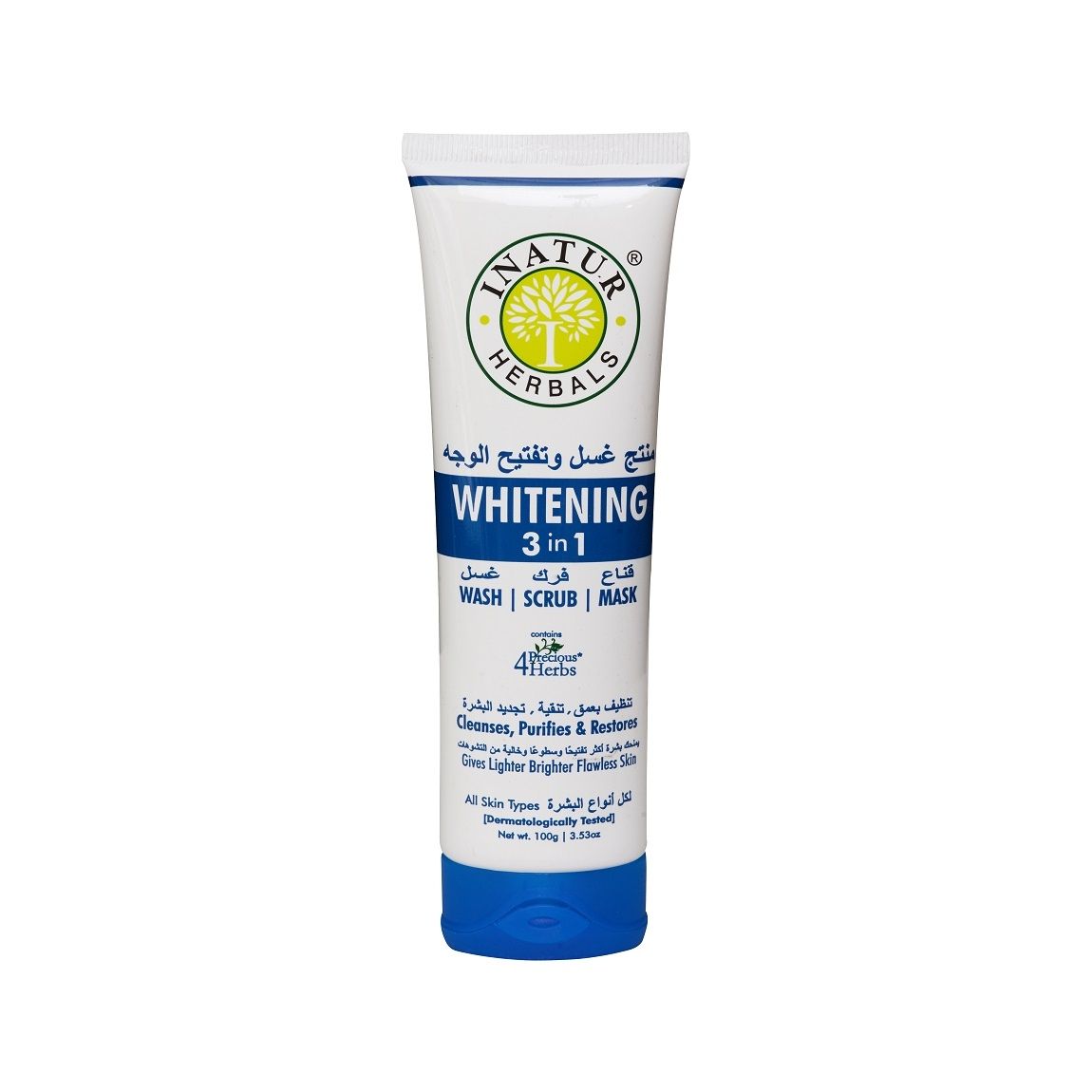 Inatur Whitening 3 In 1 Face Wash (Scrub + Mask)