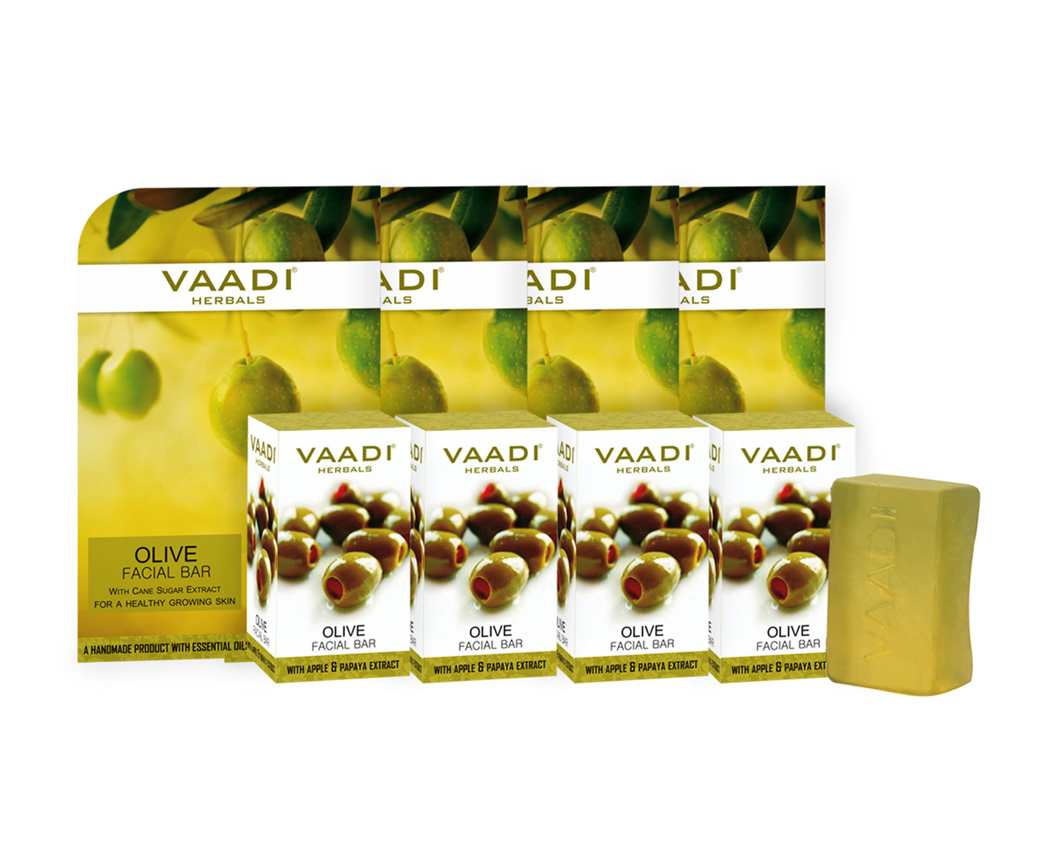 Vaadi Herbals Value Pack Of 4 Olive Facial Bar With Cane Sugar Extract