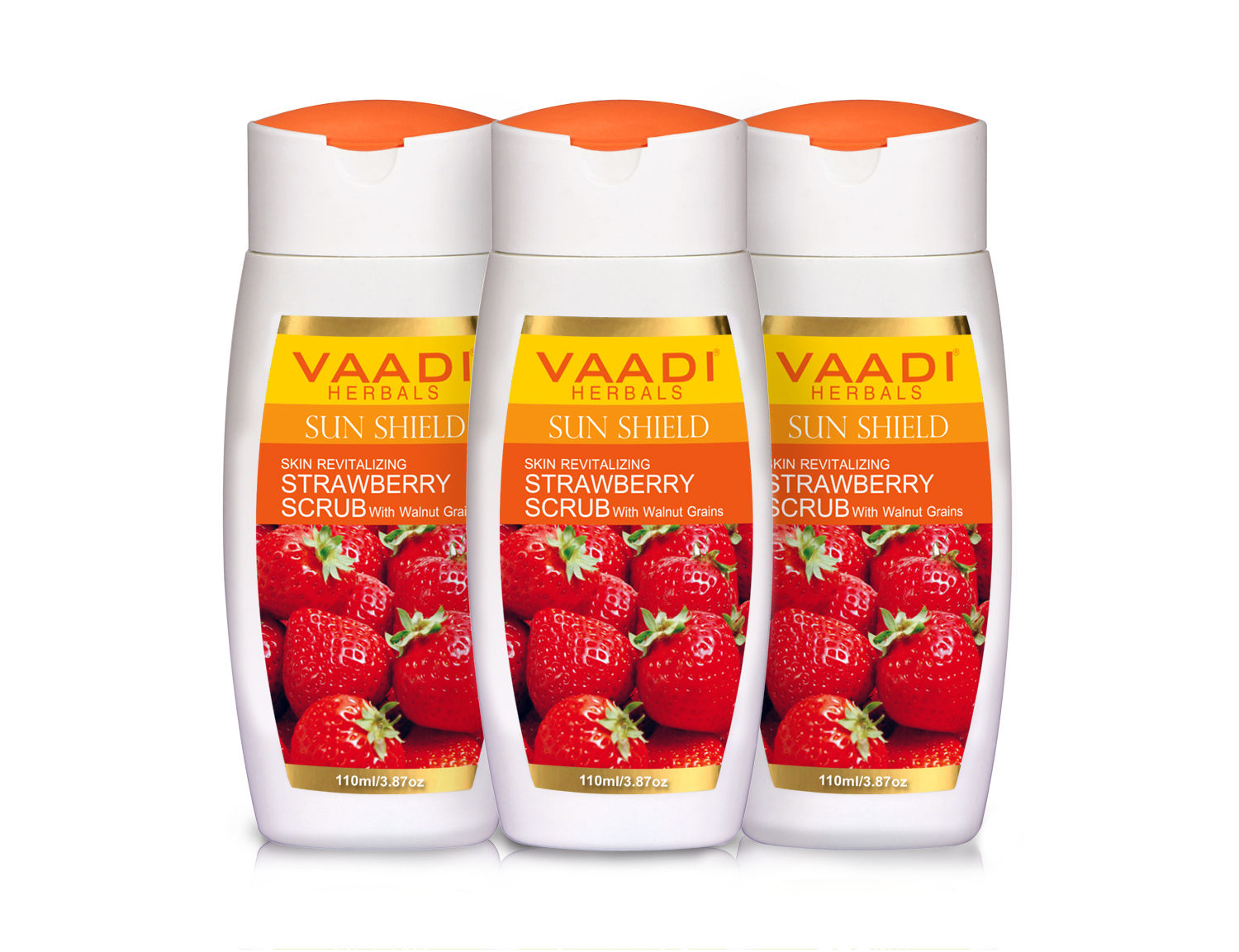 Vaadi Herbals Value Pack Of 3 Strawberry Scrub Lotion With Walnut Grains