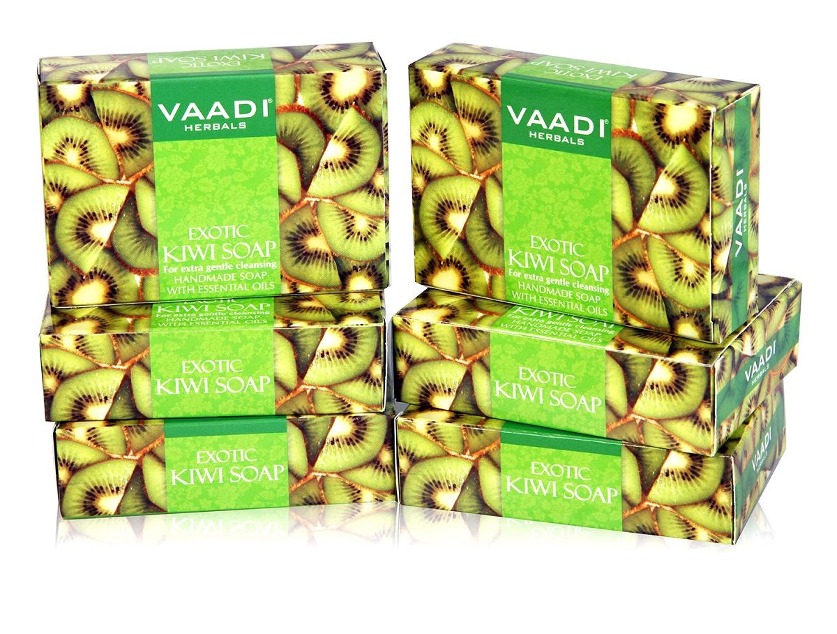 Vaadi Herbals Super Value Pack Of 6 Exotic Kiwi Soap With Green Apple Extract