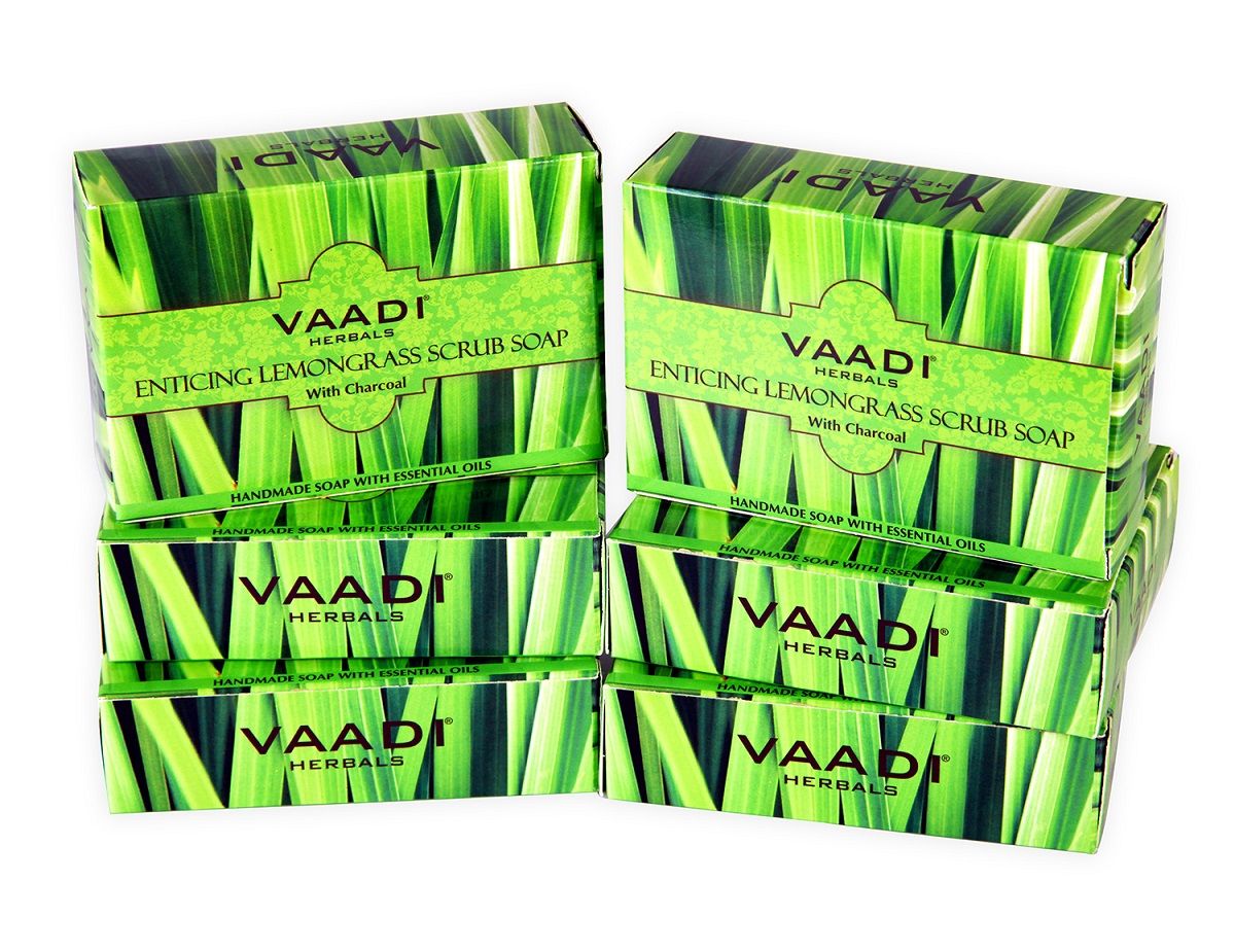 Vaadi Herbals Super Value Pack Of 6 Enticing Lemongrass Scrub Soap