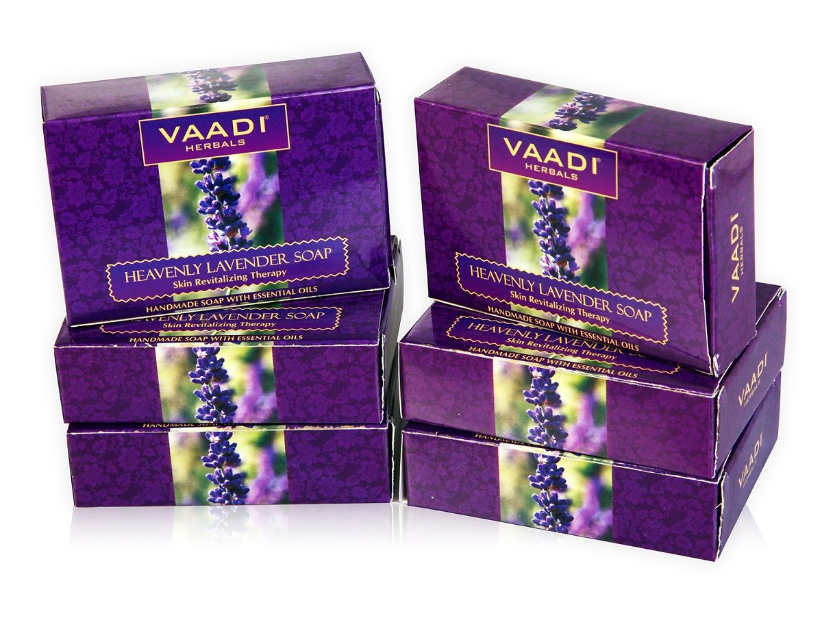 Vaadi Herbals Super Value Pack Of 6 Heavenly Lavender Soap With Essential Oils