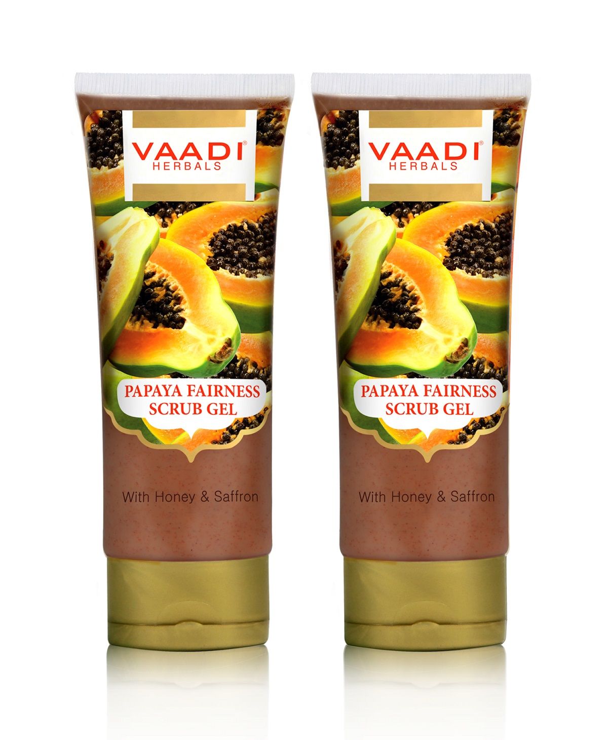 Vaadi Herbals Papaya Fairness Scrub Gel With Honey & Saffron (Pack Of 2)