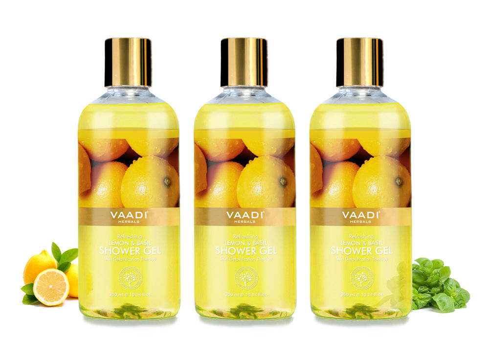 Vaadi Herbals Refreshing Lemon & Basil Shower Gel (Pack of 3)