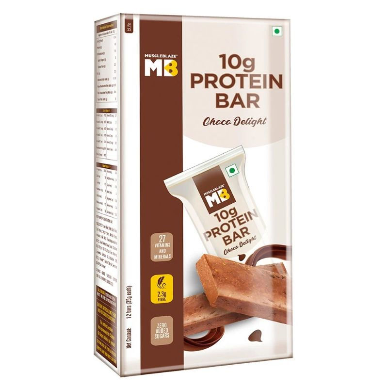 MuscleBlaze Choco Delight 10gm Protein Bar - Pack of 12