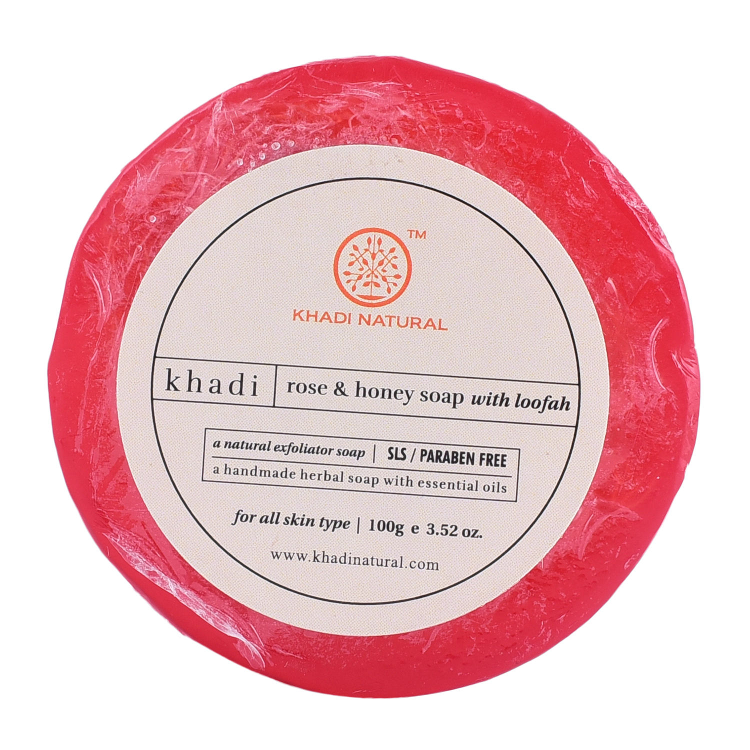 Khadi Natural Rose & Honey Soap With Loofah SLS & paraben