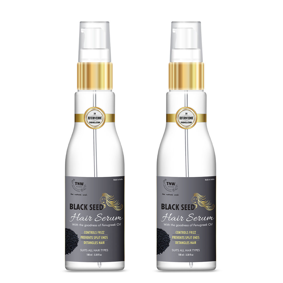 TNW The Natural Wash Black Seed Hair Serum - Controls Frizz Pack of 2