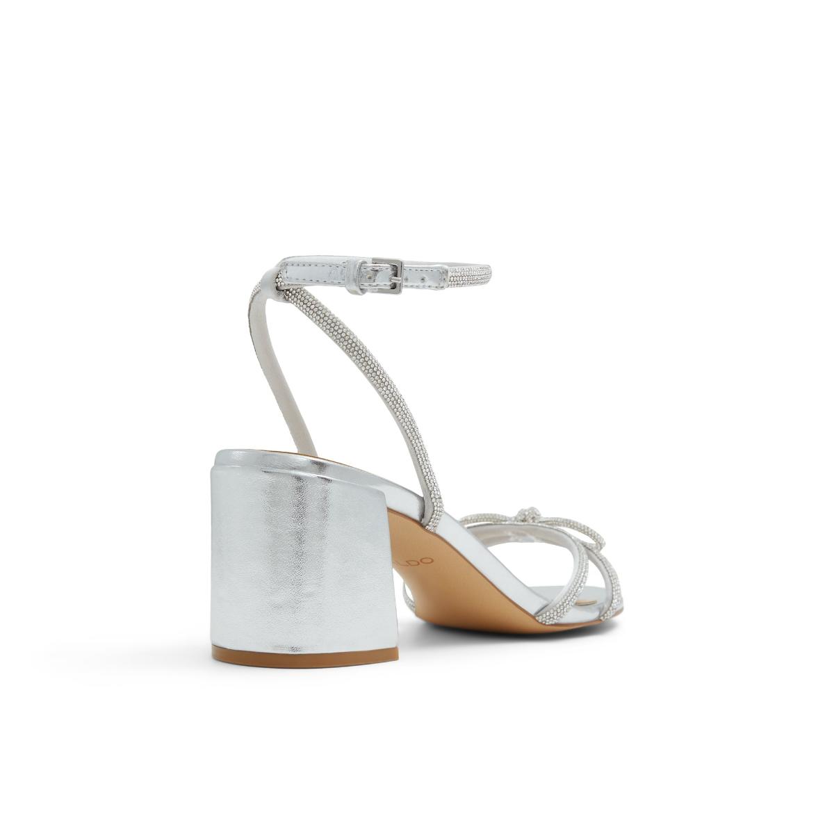 Buy Aldo Bouclette Women's Silver Block Sandal Heels Online