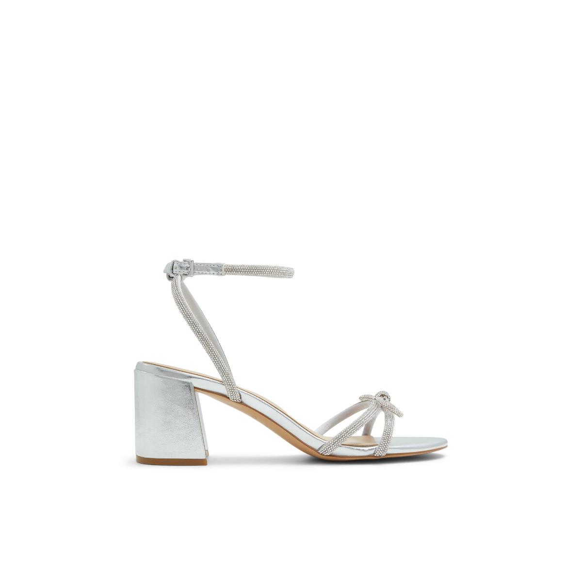 Buy Aldo Bouclette Women's Silver Block Sandal Heels Online