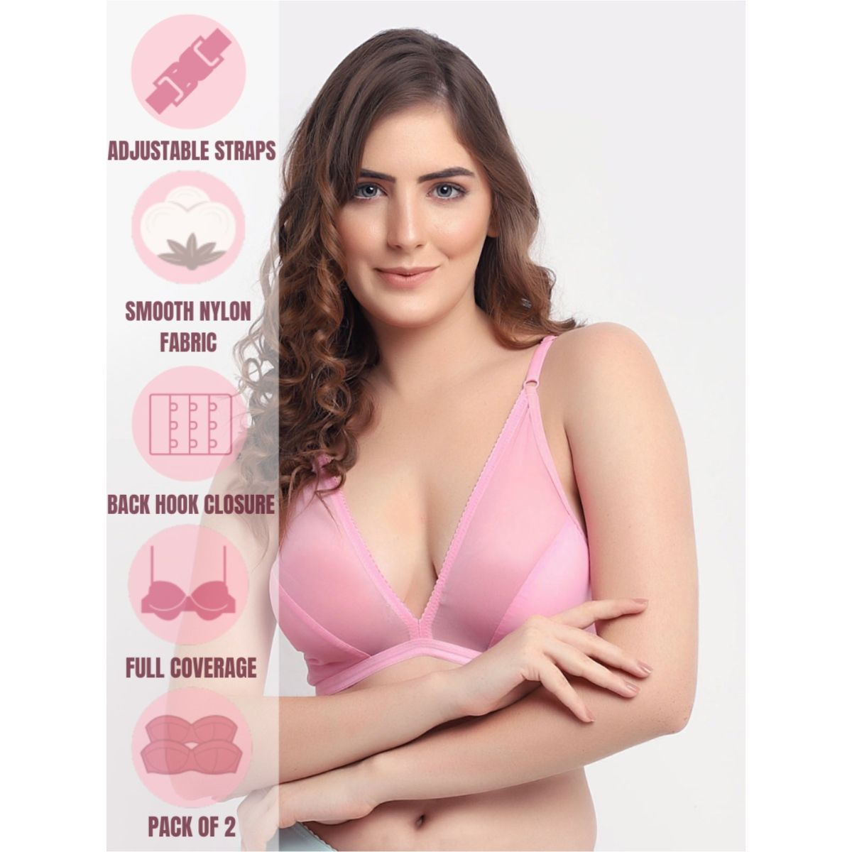 Buy Erotissch Women Pink Solid Bralette Bra Online