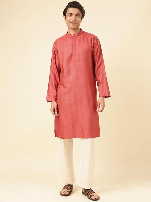 Buy Fabindia Coral Viscose Silk Printed Long Kurta Online - Main Image
