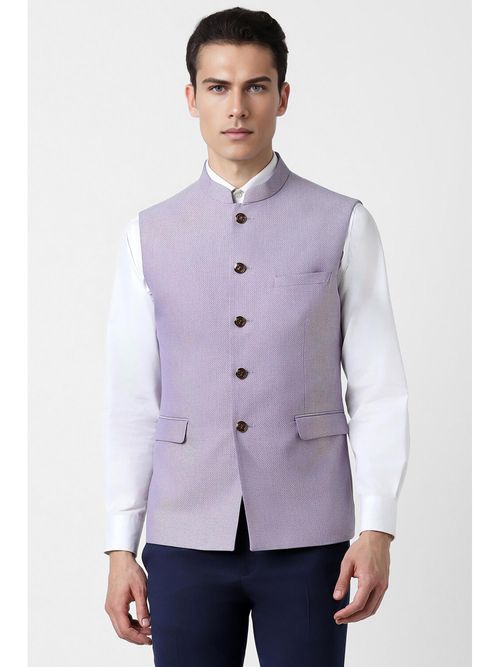 Buy Van Heusen Men Lilac Textured Wedding Nehru Jacket Online