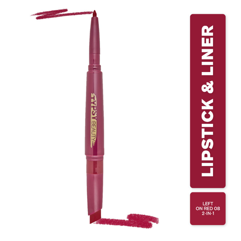 Typsy Beauty Twist & Pout Lipstick And Lip Liner - Left On Red 08