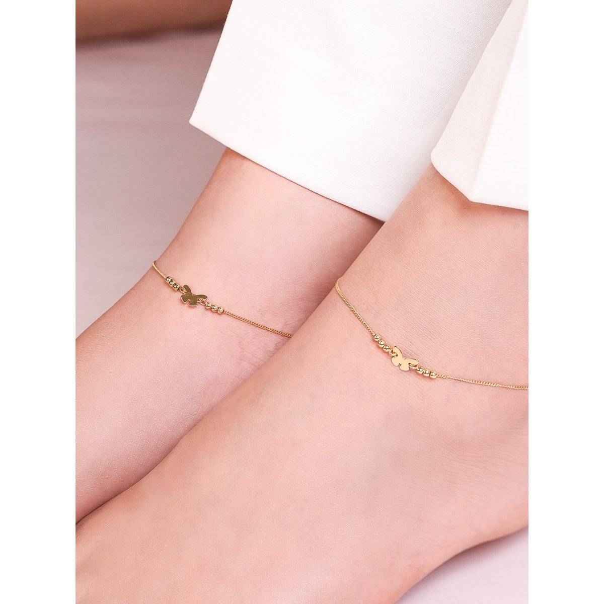Zavya Golden Wings Gold Plated 925 Sterling Silver Butterfly Anklet