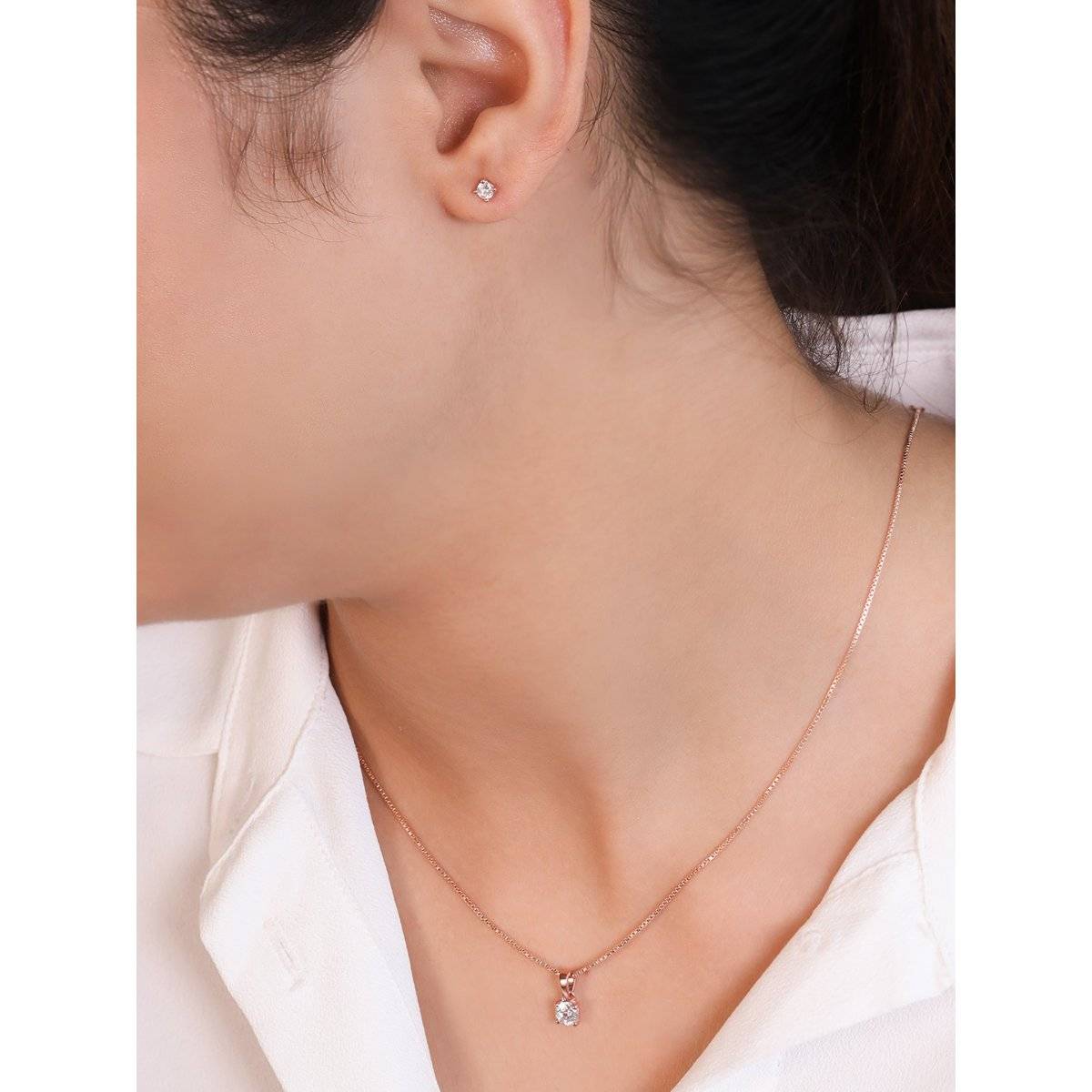 Zavya Elegant Rose-Gold Plated 925 Sterling Silver Cz Jewellery Set