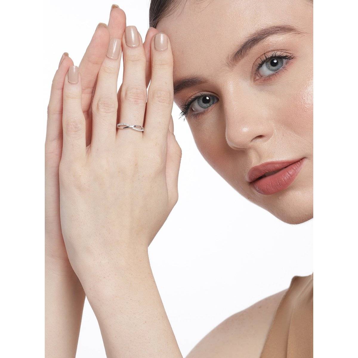 Zavya Eternal Infinity Rhodium-Plated 925 Sterling Silver Couple Ring