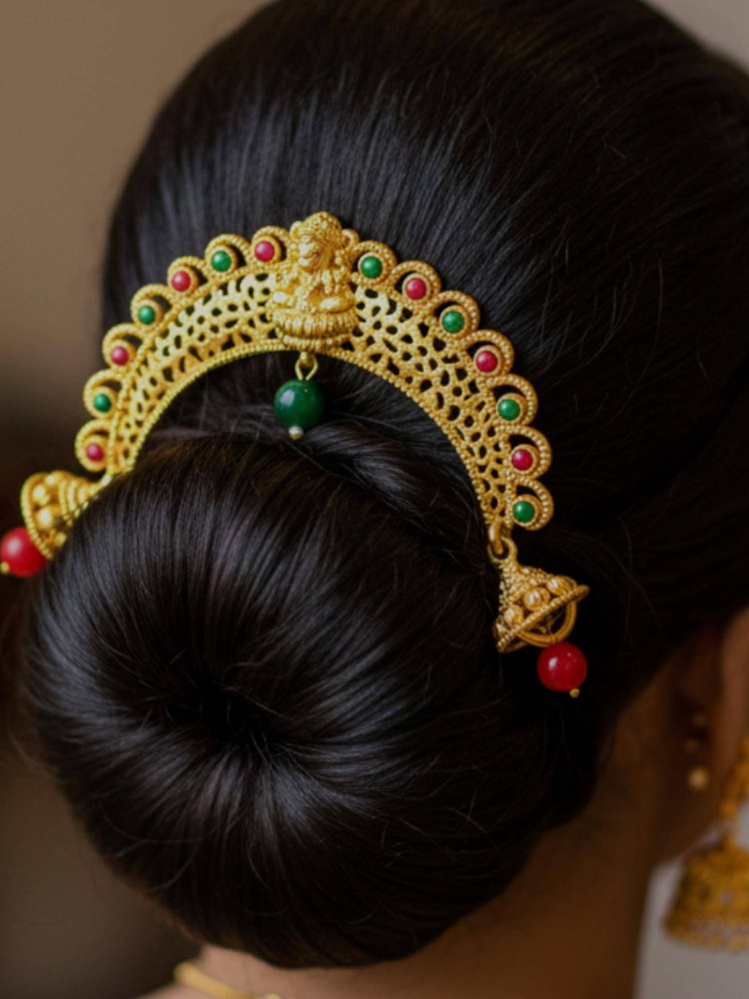 Accessher Women Gold-Plated Maha Lakshmi Hair Juda Pin