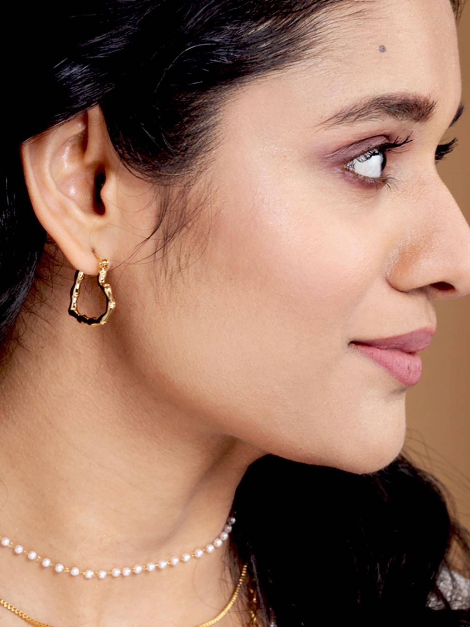 Boldiful Women Gold Heart Minimal Hoop Earrings