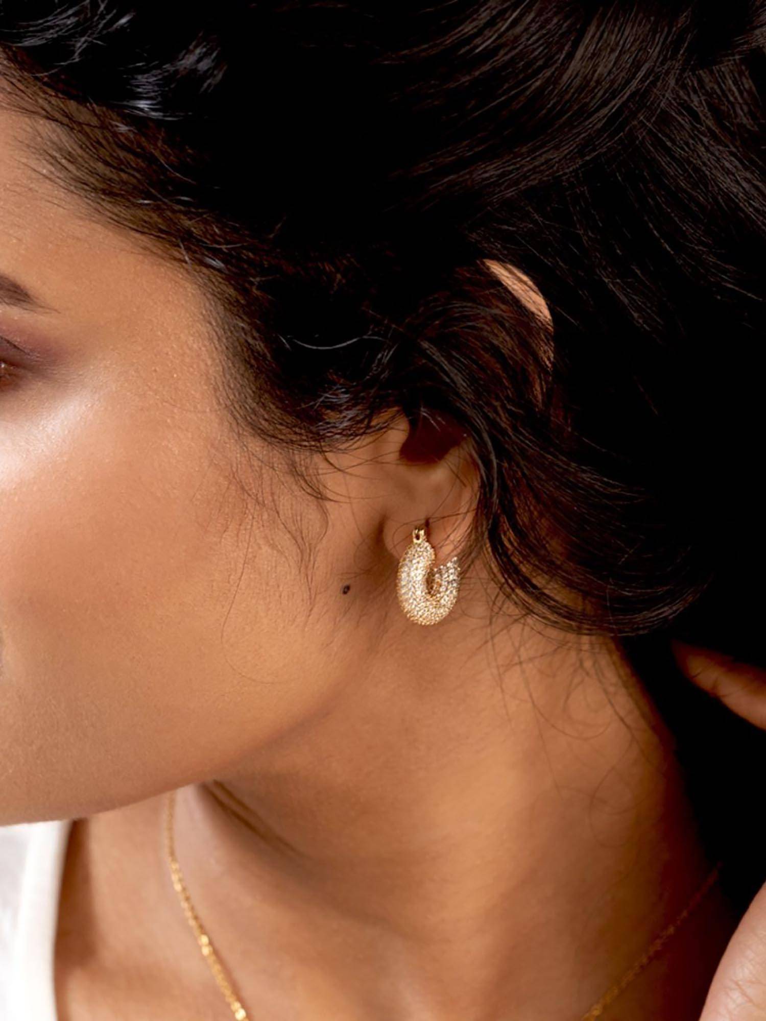 Boldiful Women Dazzle Studded Hoop Earrings
