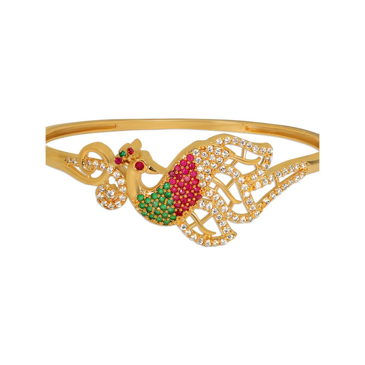 Accessher Bangle Bracelets and Cuffs : Buy Accessher Statement Gold Plated  AD Studded Peacock Design Handcrafted Bracelet Online | Nykaa Fashion