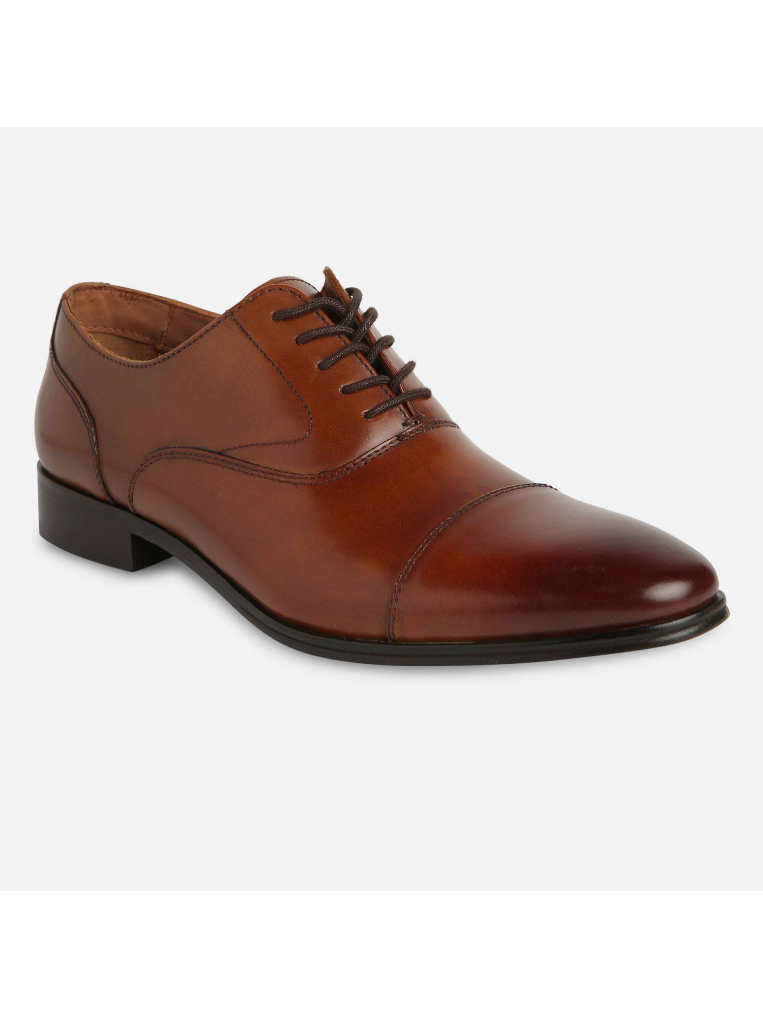 Buy Aldo Gregory Leather Tan Solid Lace Ups Online