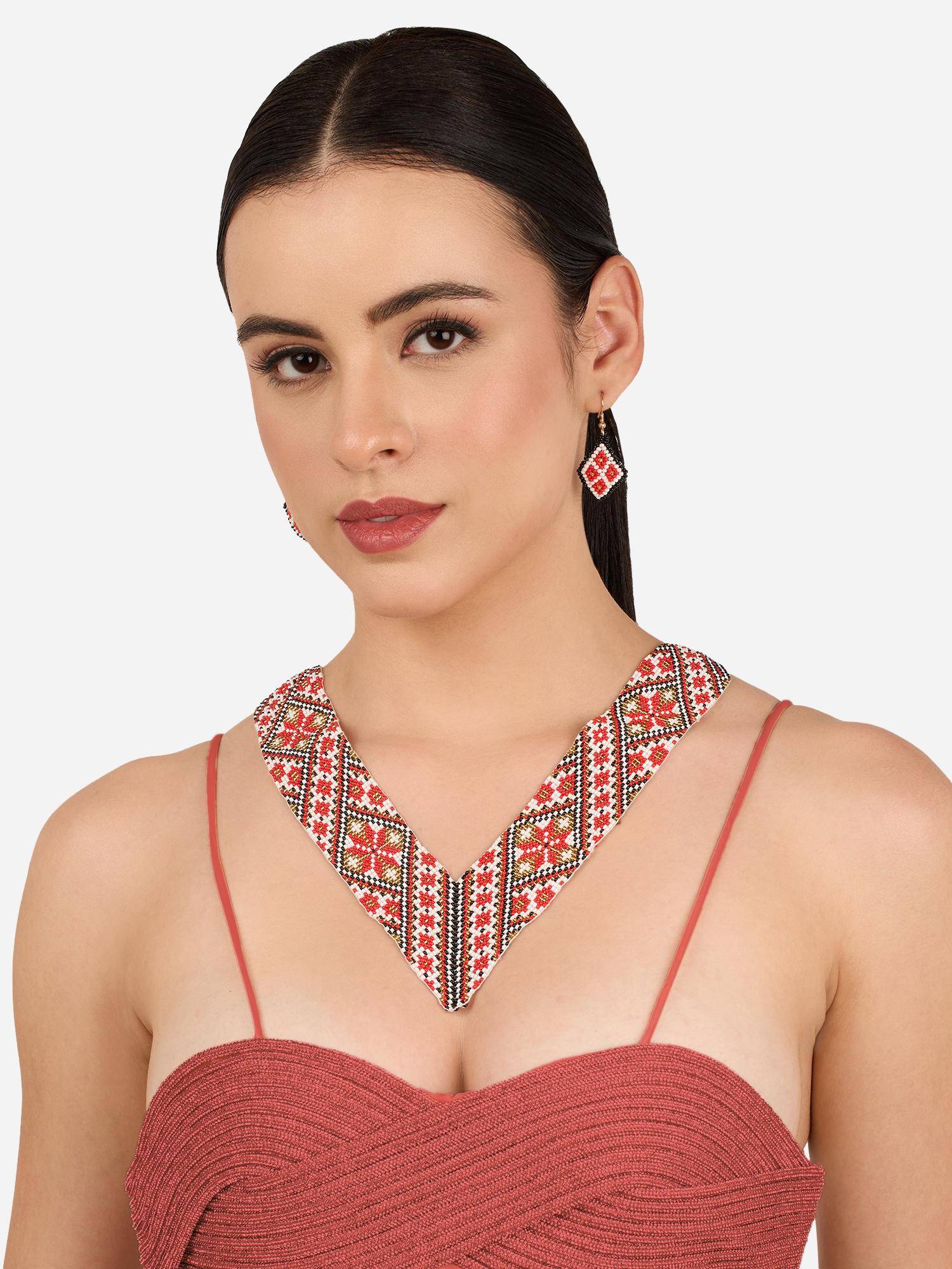Zaveri Pearls Multicolor Beaded Contemporary Necklace and Earring Set-Zpfk22270