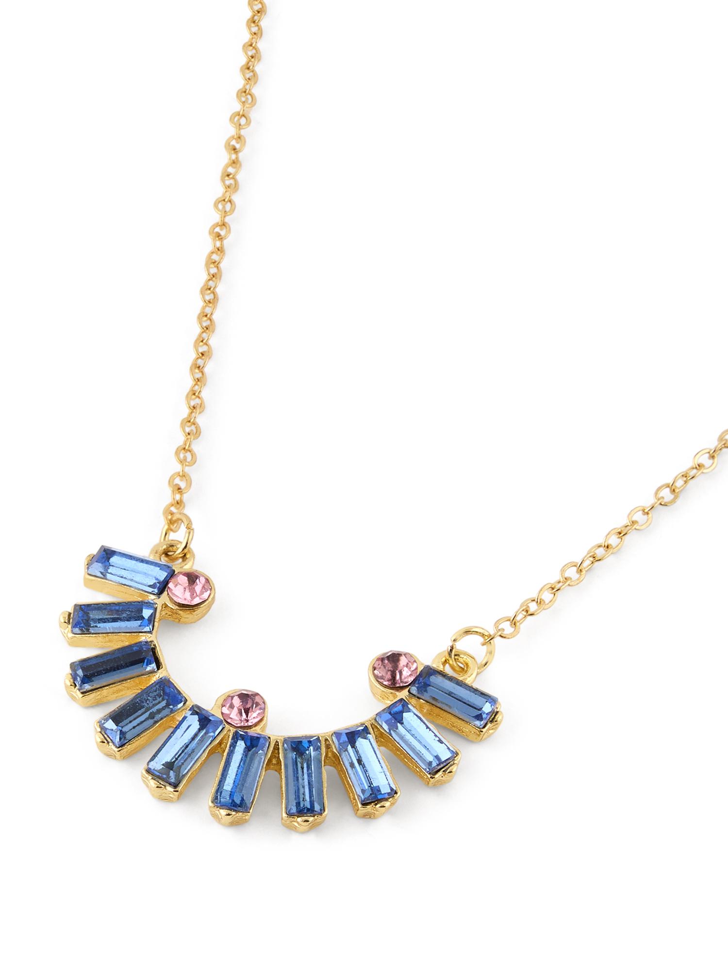 Buy Zaveri Pearls Blue Pink Dazzling Stones Crescent Pendant Chain