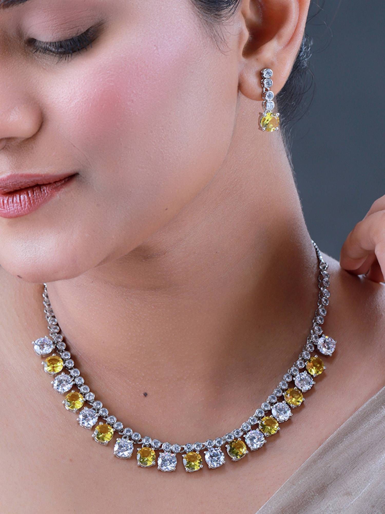 Voylla Sparkling Elegance Yellow Cz Set