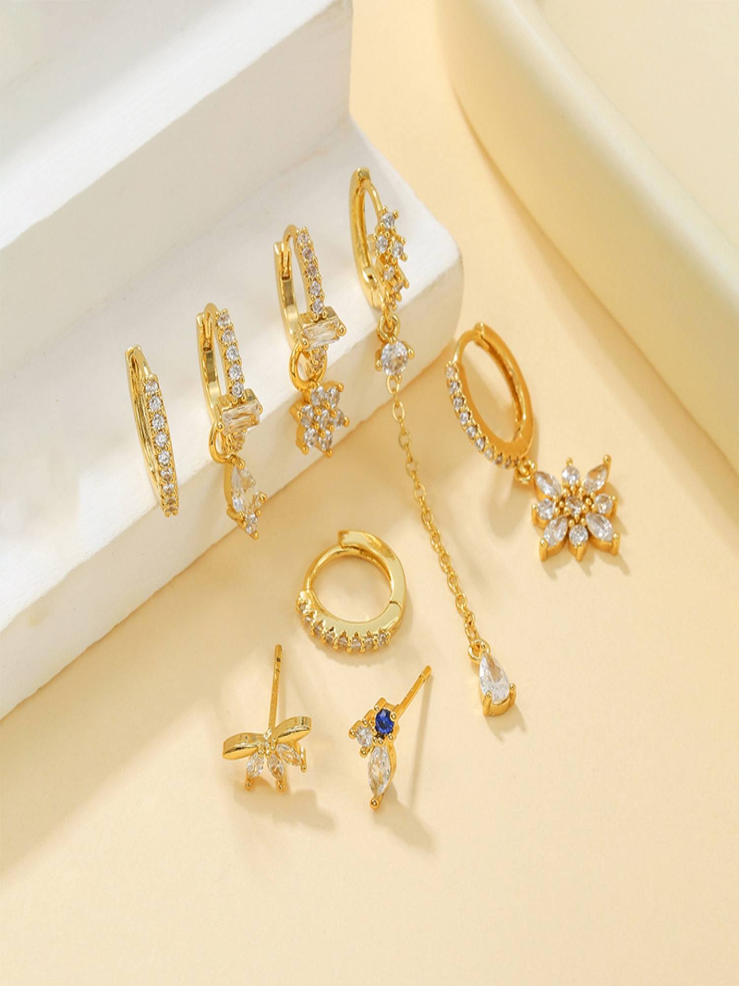 Buy AQUASTREET Zircon 18K Gold Plated Anti-Tarnish Earring Set for