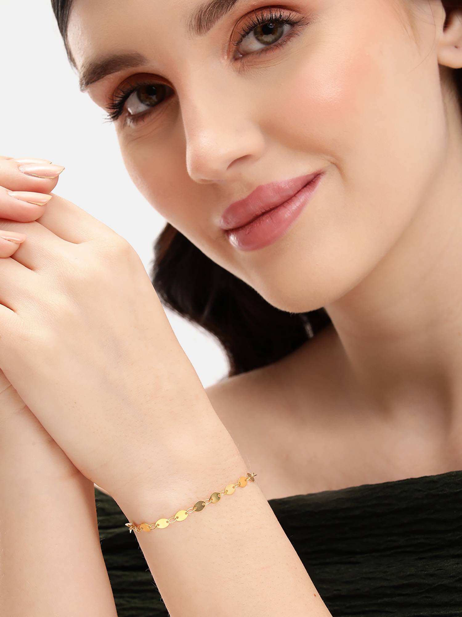 Carlton London 18kt Plated Disc Link Bracelet