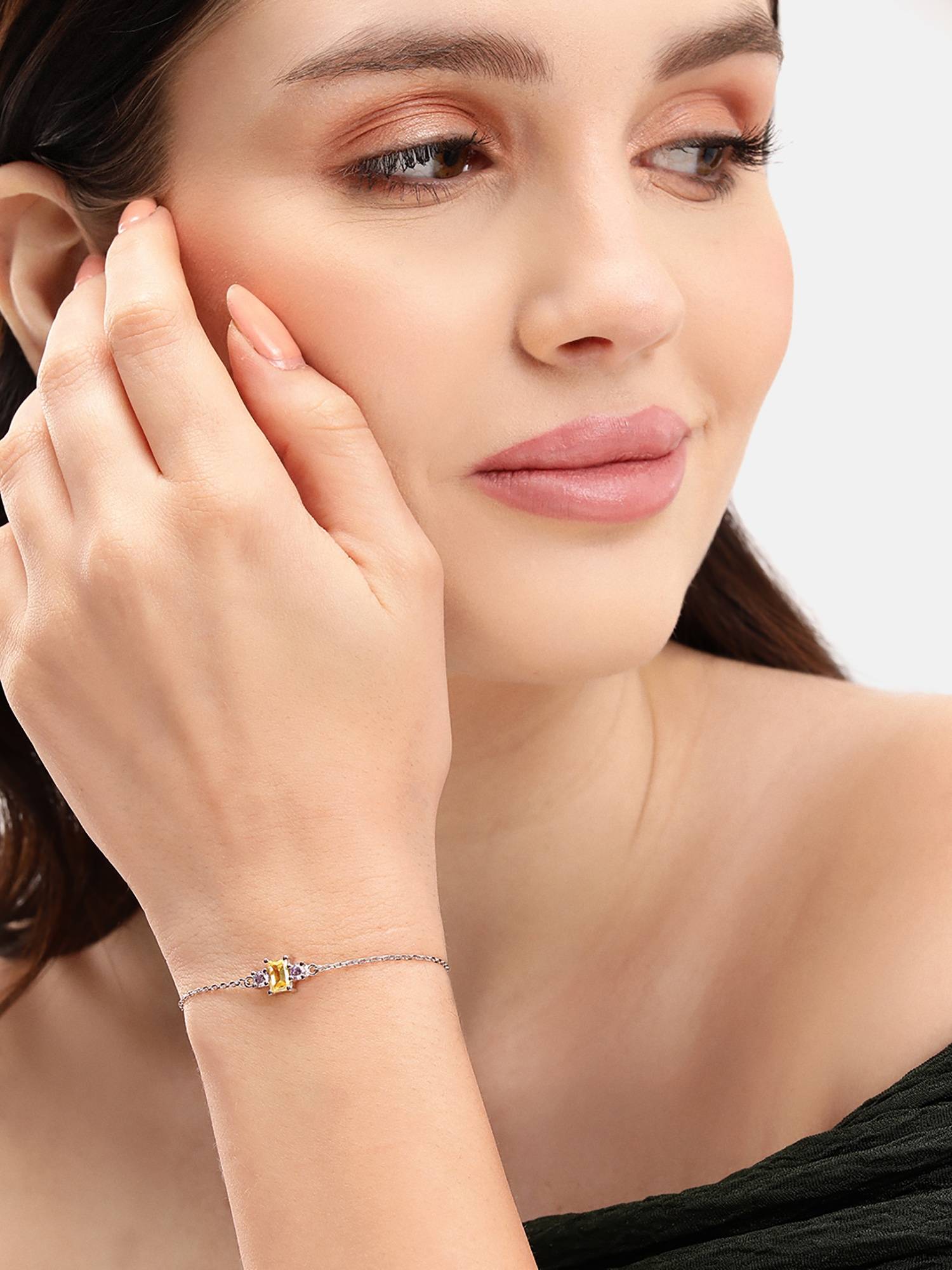 Carlton London Rhodium Plated CZ Bracelet