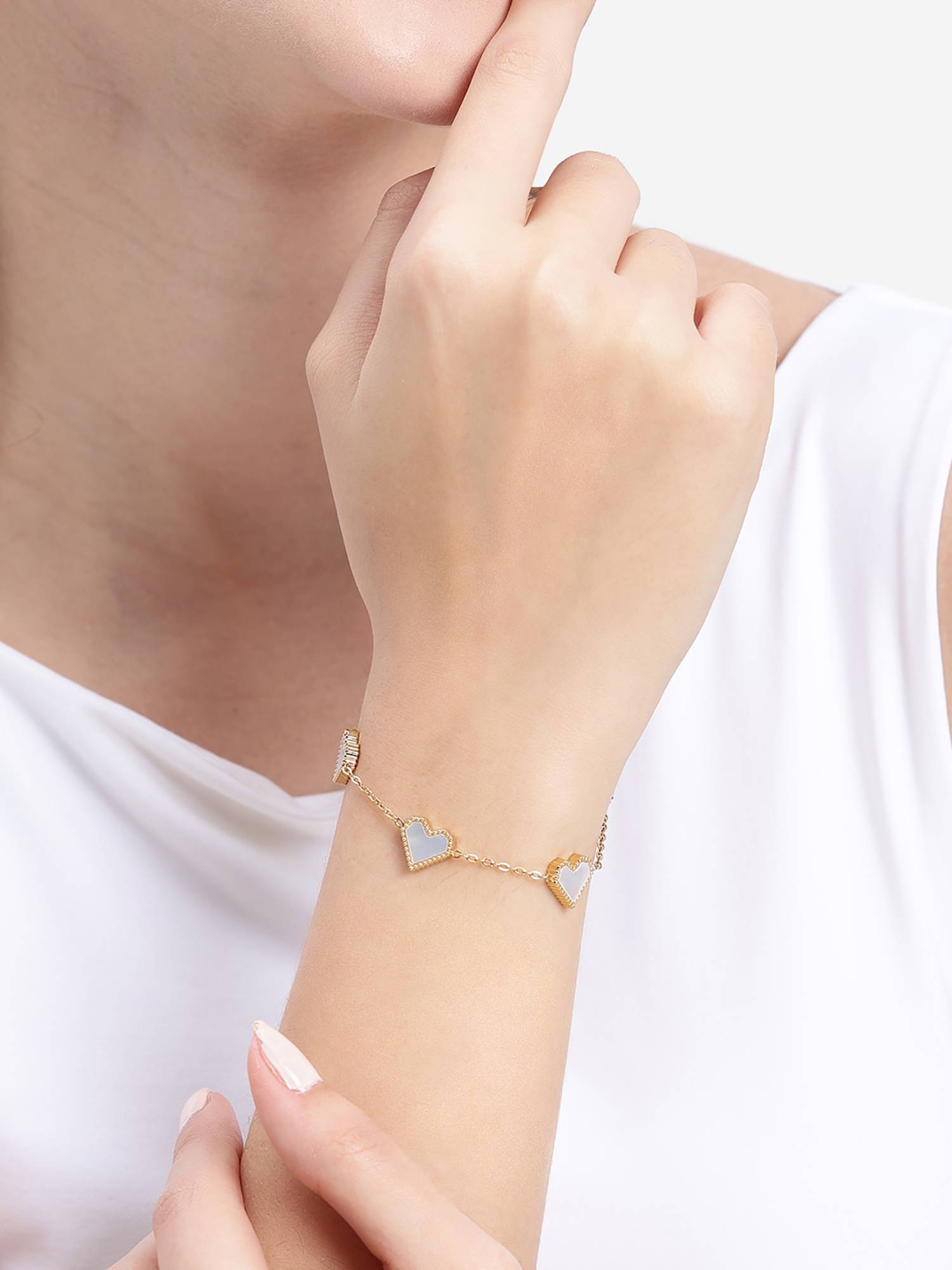 Carlton London 18kt Plated Heart Bracelet