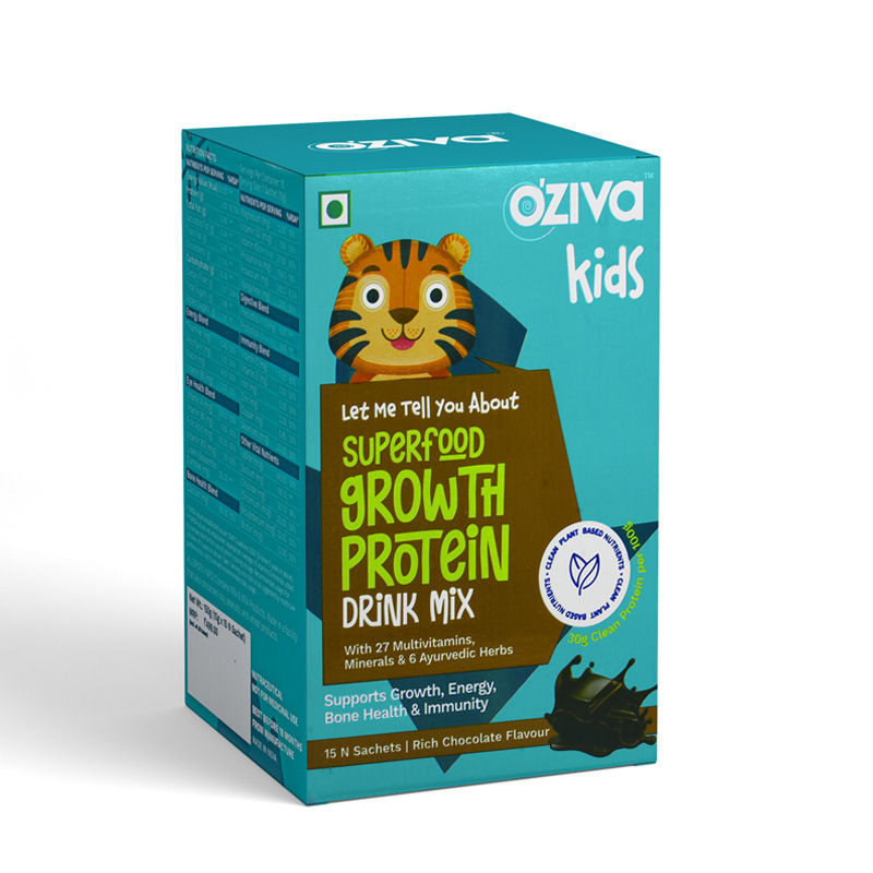Oziva Kids Superfood Growth Protein Drink Mix, Kids 5 And Above - Chocolate