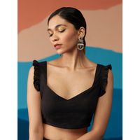 Buy Likha Black Solid Sleeveless Blouse with Hand Embroidery LIKBL01 online
