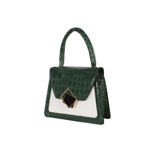 Women Green Colourblocked Satchel Bag