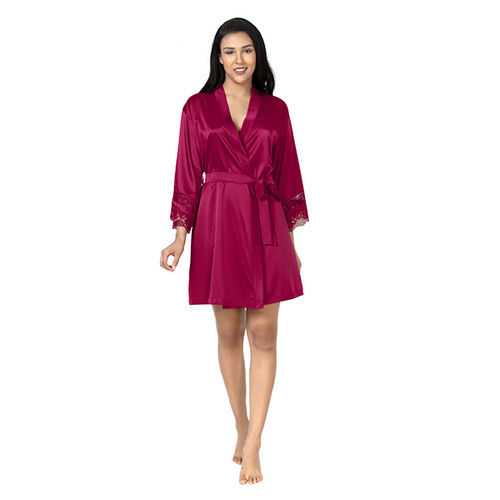 Buy Amante Adore Satin Lace Robe Red (S) Online