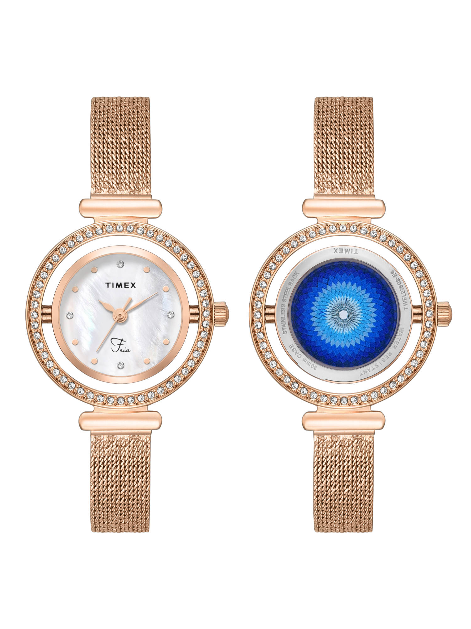 Timex Fria Round 30mm White Dial Analog Women Watches (TWEL27802) (M)