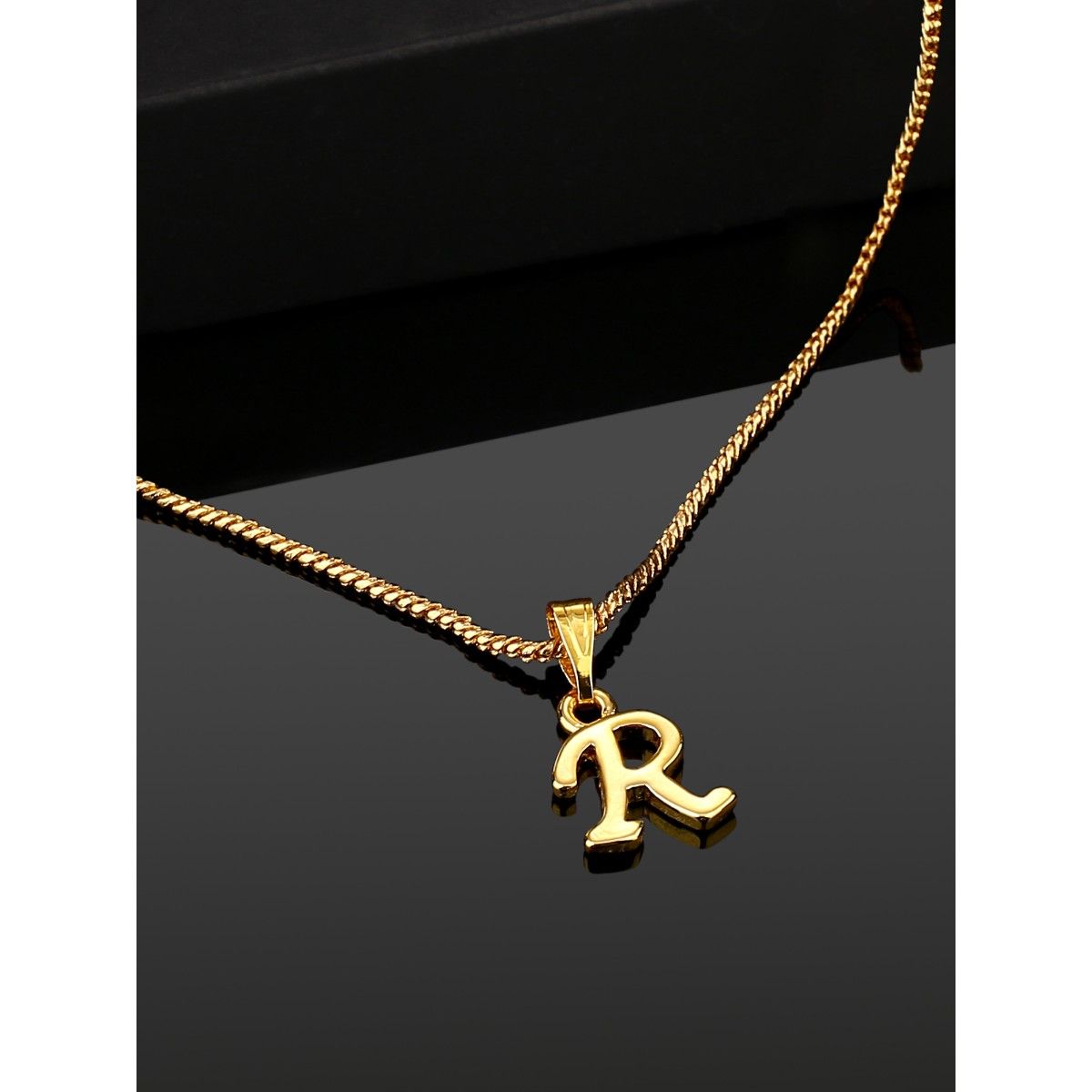 Initials 18ct Yellow Gold Diamond R Necklace